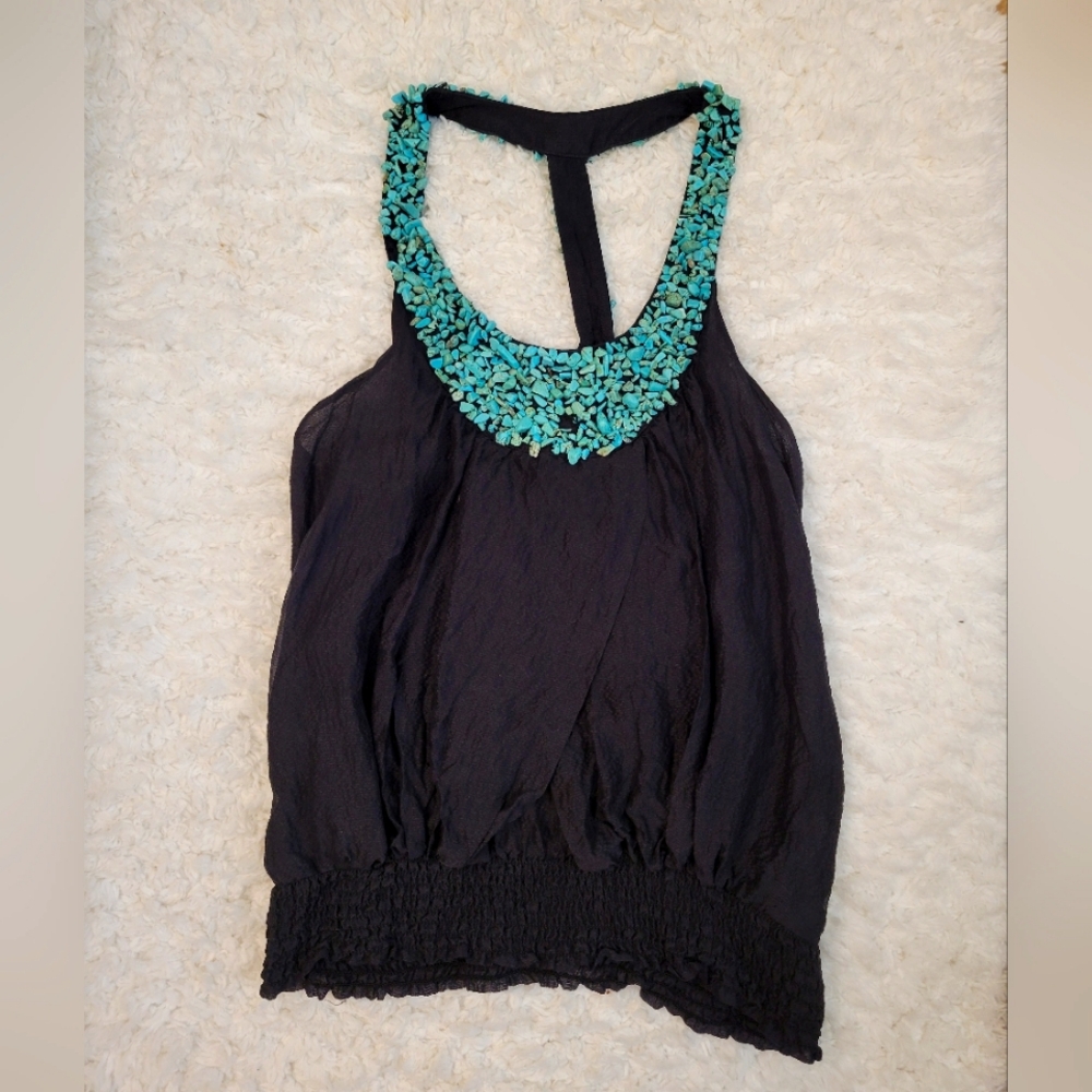 Bebe turquoise embellished top